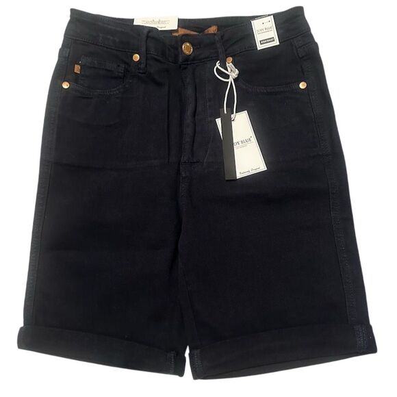 Judy Blue Women's High Waist Tummy Control Denim Shorts Black Size M